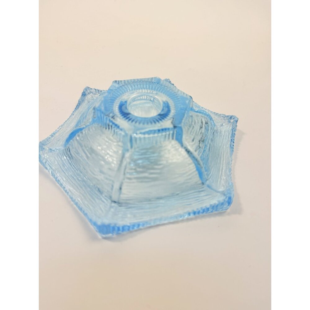 Taper Candle Holder LE Smith Pagoda Light Ice Blue Textured Glass Candleholder - Picture 3 of 16